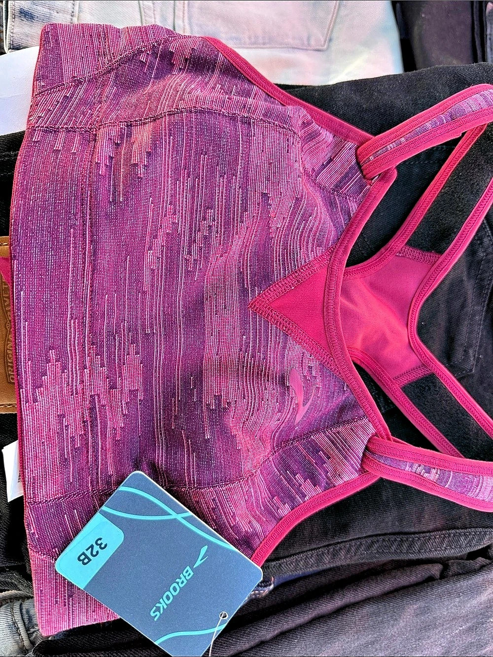 Brooks Dare Crossback Run Bra Pink & Black Bikini Size Small
